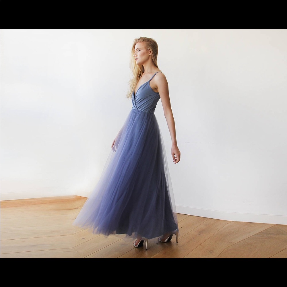 Bridesmaid Dusty Blue Dress Size S/M